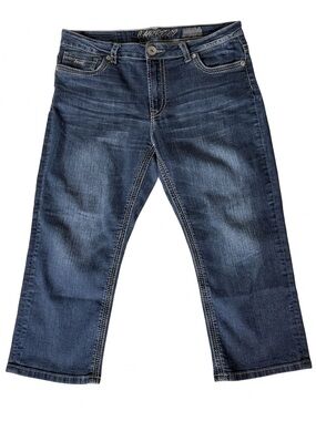 CARRELI JEANS Mid Rise Mid Wash Crop Capri Denim Jeans Y2K Retro Size 34